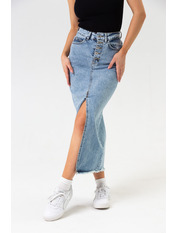 Спідниця міді з розрізом U-380040 Блакитний Блакитний. 38