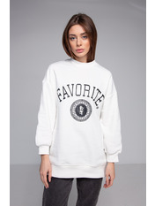 Світшот однотонний з написом  KOF-687 Молочний Коричневий M