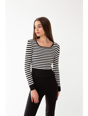 Лонгслів L-553 Чорний Білий one size Чорно білий