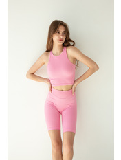 Трикотажний костюм в рубчик KT-240008 Рожевий S