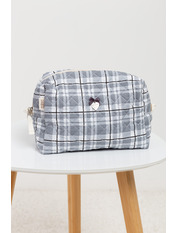 Косметичка стьобана ромб клітинка KM-0113 Сірий Сіра