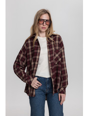 Сорочка в клітинку  RA-284 M/L Бордовий Бордовий + бежева клітинка Бордовий + бежева клітинка M/L