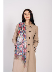 Шарф B-2004-N Рожевий Хризантема рожевий