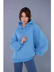 Худі вільне однотонне KOF-1120 Синій M Світло-синій