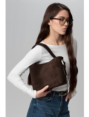 Сумка жіноча з натуральної замші SYM-30294 Темно-коричневий Коричневий