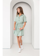 Сукня міні з бавовни з короткими рукавами PLA-12263 М'ятний Зелений S