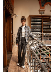 Сорочка в клітинку  RA-283 XS/S Коричневий + синя клітинка Коричневий Коричневий + синя клітинка XS/S