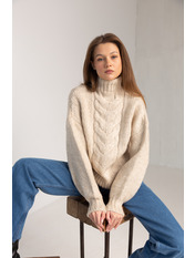 Светр в'язаний з візерунком KOF-3002 Бежевий one size