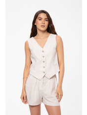 Лляний костюм з шортами KT-122 Бежевий M Бежевий M