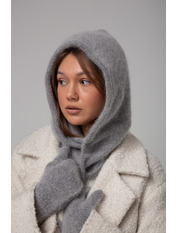 В'язаний капор SHP-0875 Сірий Димка