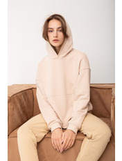 Худі вільне однотонне KOF-7313 Бежевий XS/S Темно-бежевий