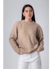 Светр з вирізом KOF-8544 Бежевий one size Темно бежевий Темно бежевий one size