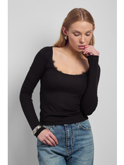 Лонгслів LNG-251066 S Чорний Чорний S