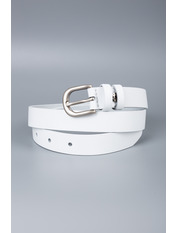 Шкіряний ремінь із сріблястою застібкою REM-25020 Білий