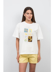 Футболка бавовняна oversize FUT-1291 XS/S Молочний + жовтий Молочний Молочний + жовтий XS/S