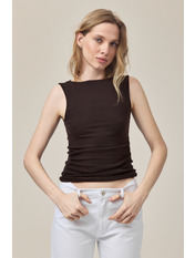 Топ FUT-31589 S Темно-коричневий Коричневий Темно-коричневий S