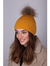 Вовняна шапка SHP-8382 Гірчичний Жовтий
