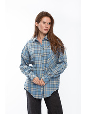 Сорочка в клітинку  RA-283 XS/S Блакитний + жовта клітинка Блакитний Блакитний + жовта клітинка XS/S
