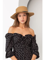 Капелюх канотье SHL-2222F Коричневий Бежевий