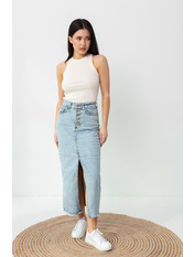 Спідниця міді з розрізом U-380040 Блакитний Світло блакитний 34