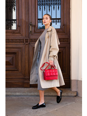 Тренч з коттону однотонний KAR-767 Бежевий M