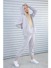 Трикотажний костюм на байці KT-7650 Слонова кістка Коричневий M/L