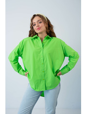 Сорочка з бавовни без кишень однотонна RA-230034 Салатовий Зелений S