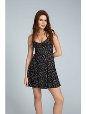 Сукня з віскози напівприталена PLA-135 L Чорний Чорний + рожеві квіти Чорний + рожеві квіти L