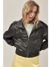 Бомбер з еко-шкіри KR-131 M Чорний Чорний M