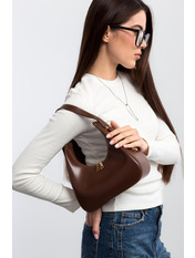 Сумка жіноча з еко-шкіри SYM-24-00 Каштан+золото Коричневий