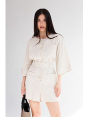 Літній комбінезон лляний KOM-D067890 Бежевий one size