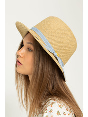 Капелюх федора SHL-2228F Бежево-блакитний Бежевий