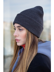 В'язана  шапка SHP-94036 Сірий Темно-сірий