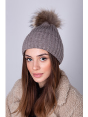 Вовняна шапка SHP-8382 Темно-бежевий Коричневий