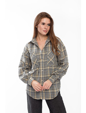 Сорочка в клітинку  RA-929056 M/L Сірий + бежева клітинка Сірий Сірий + бежева клітинка M/L