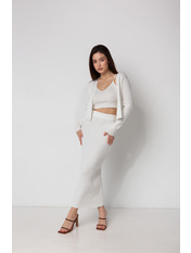 Трикотажний костюм в рубчик KT-01316 Білий one size