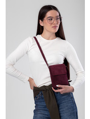 Сумка жіноча з натуральної замші SYM-50022-1 Бордовий