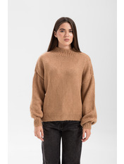 Светр вільний KOF-92441 Світло-коричневий one size Коричневий Світло-коричневий one size