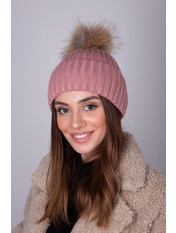 Вовняна шапка SHP-8382 Темно-пудровий Рожевий