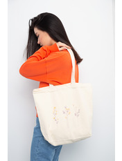 Тканинний шопер SYM-010 Бежевий Жовтий Фіолетовий Ліловий+жовтий