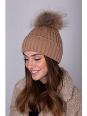Вовняна шапка SHP-8382 Бежевий Карамельний