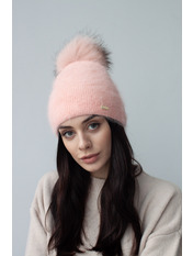 Ангорова шапка SHP-1815 Пудровий Рожевий