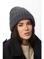 В'язана  шапка SHP-202304 Сірий Темно-сірий