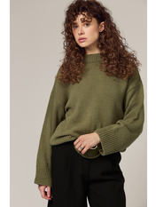 Светр з вирізом KOF-8533 one size Зелений Хакі Хакі one size