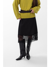 Спідниця міді з сатину U-270 XS Чорний Чорний XS