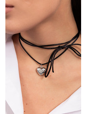 Чокер-сердечко CH-50 Чорний+сріблястий Чорний