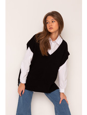 Жилетка в'язана однотонна  G-OP277006 Чорний one size