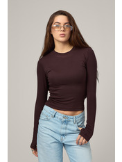 Лонгслів LNG-241023 S Коричневий Шоколадний Шоколадний S