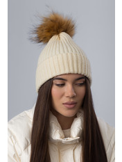 В'язана  шапка SHP-25010 Молочний