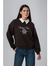 Світшот з вишивкою на флісі SW-F-535 XS/S Коричневий Коричневий XS/S